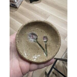 Clay Ring Or Trinket Dish Textured, Minimalist Single Purple Lilly